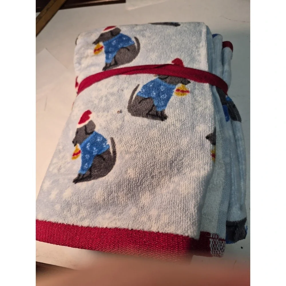 Dashund Dog Christmas Hand Towels Set of 2 for Kitchen Bath